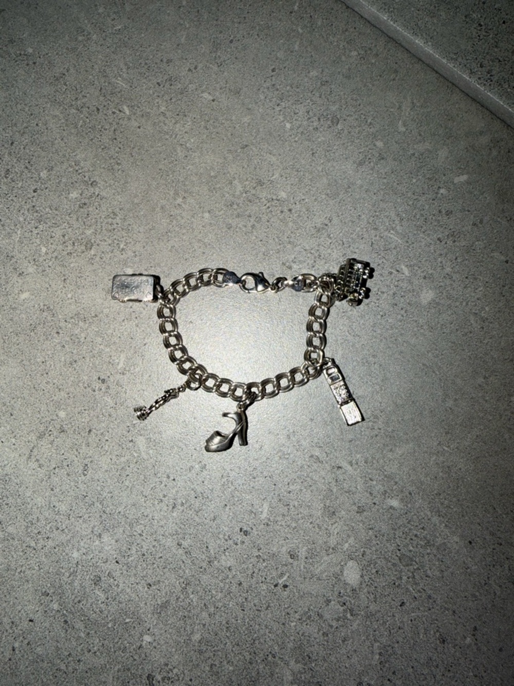 925. Sterling Silver Charm Bracelet with High Heel Academy Award Cell Charms